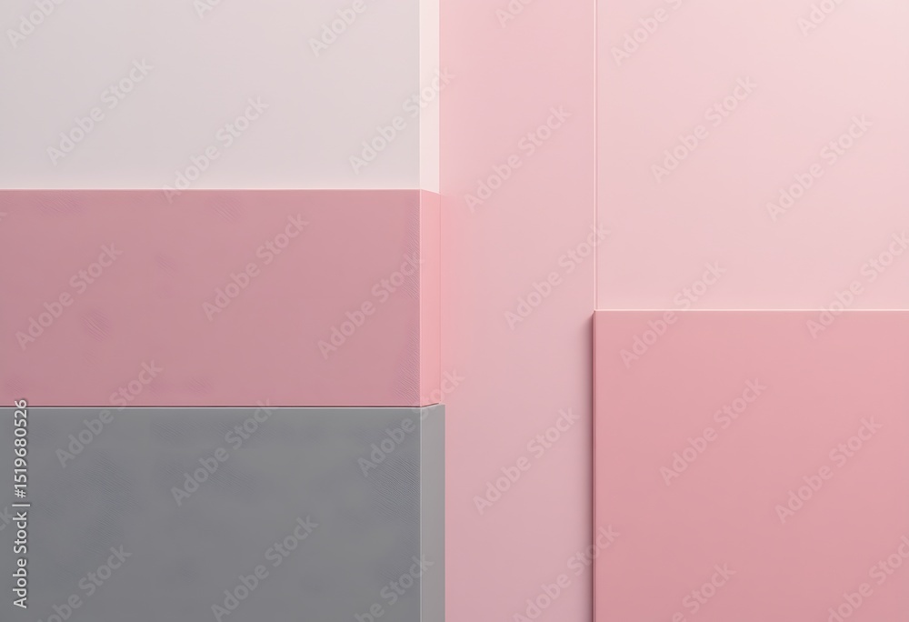 Poster Gentle Minimalist Background, Pale Pink And Grey Color Blocks, Soft Abstract Design. Versatile Backdrop For Presentations. Website Headers, And Social Media Graphics. Suitable For Various Content