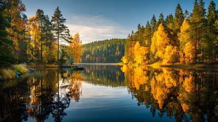 Obraz premium Beautiful landscape of serene lake 