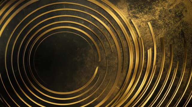A gold circle with a black background. The circle is surrounded by gold lines. The circle is the main focus of the image