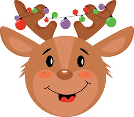  Christmas reindeer with light on horns vector magic
