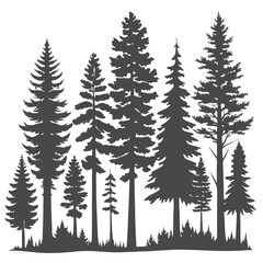 Dark gray pine forest silhouette