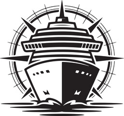 Cruise ship compass rose nautical logo