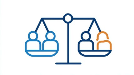 Obraz premium Balancing people on a scale, evaluating team performance and equality