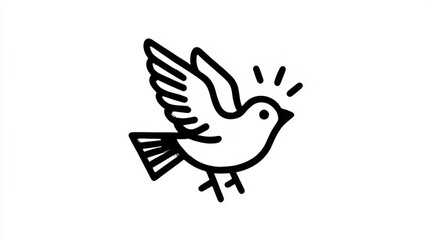 Obraz premium Minimalist flying dove icon representing peace and spirituality