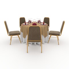 3d render Banquet Table and Chair design element Furniture
