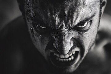  Black and White Close-Up of Furious Man