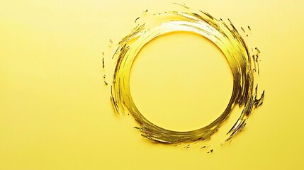 A fragmented gold circle with bold smears radiating outward, placed on a vibrant pastel yellow background for an elegant and modern meditative design.