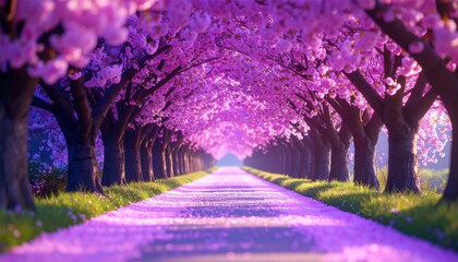 Pink Canopy A Blossom Tunnel of Delicate Beauty An Enchanting Floral Dream