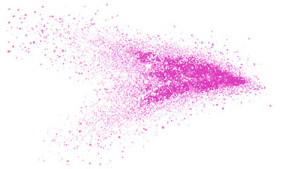 Isolated pink glitter flying, texture on white background, clipping path, vector illustration, shimmering dust, sparkling particles, party decoration, holiday sparkle.