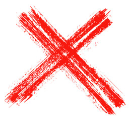 Grunge scribble cross symbol, red marker on white background, abstract sketch, vector illustration, creative texture, hand-drawn, chaotic design, artistic scribble.