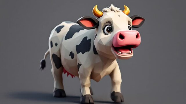 Cow cartoon with black spots is a whimsical farm friend, suitable for childrens books, educational materials, and farmrelated designs.