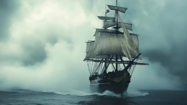 Mystical Pirate Ship Sailing the High Seas