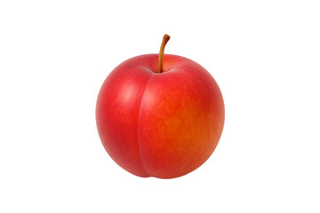 Fresh ripe red plum isolated on white background, juicy summer fruit with vibrant color and smooth skin, perfect for healthy eating, diet, organic food, and seasonal harvest concept