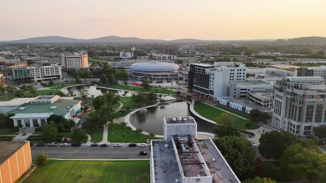 Aerial Drone Tour of Big Spring Park, Huntsville, Alabama