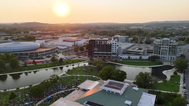 Aerial Drone Tour of Big Spring Park, Huntsville, Alabama