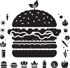 Fototapeta premium Detailed Burger Silhouette Vector Art