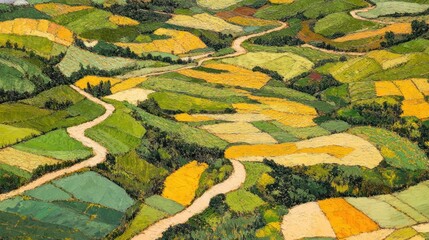 Serene Countryside Vista: A Pastoral Landscape Painting