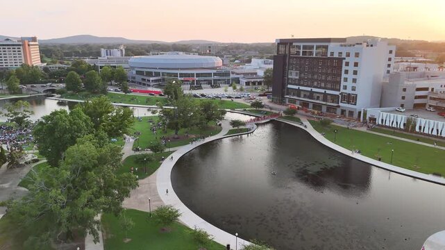 Aerial Drone Tour of Big Spring Park, Huntsville, Alabama