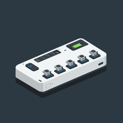 Modern power strip with multiple outlets and USB ports on a dark background