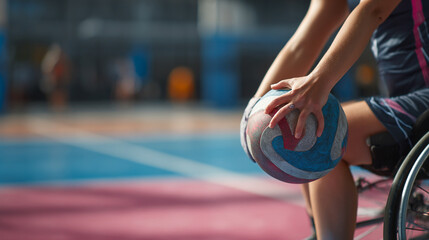 Inclusive Wheelchair Basketball Action on Court: Adaptive Sports and Athletic Competition Session Exploring Teamwork and Basketball Skills