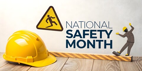 Awareness Campaign for National Safety Month Featuring Safety Gear and Signs