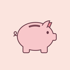 Fototapeta premium Cute cartoon piggy bank on a soft pink background, symbolizing savings and finance