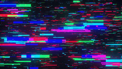 Modern tech background with digital glitch and RGB pixel interference	