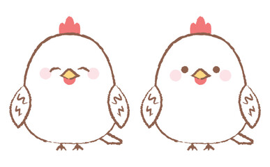 かわいいニワトリの手描き風イラストセット