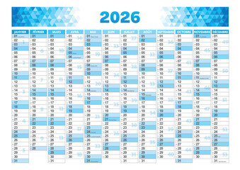 2026 Calendar - French holidays included