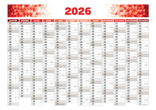 2026 Calendar - French holidays included