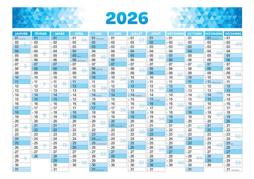 2026 Calendar - French holidays included