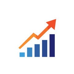 Growth chart with upward trend arrow symbolizing business success and progress