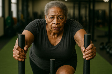 Authentic Plus-Size Woman Training in Gym – Realistic Fitness Lifestyle Photography. AI