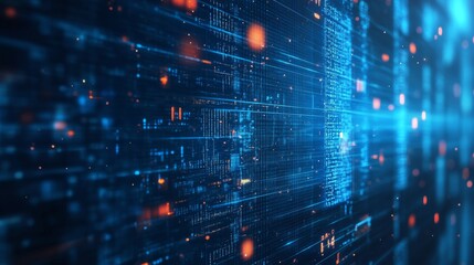 Abstract technology big data background with glowing digital connections and futuristic data visualization, representing complex network systems and advanced information processing in a high-tech envi