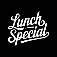 Lunch special typography signage white script on black background ideal for restaurant promotion and advertising