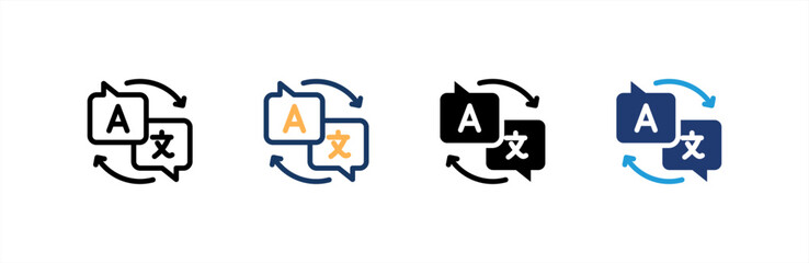 Translate icon set multiple style collection. Vector illustration. © Redemption_art