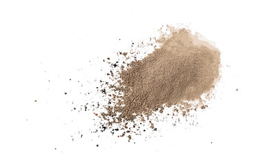 Isolated sand scatter on white background, top view, texture, vector illustration, sandy surface, desert sand, beach sand, surface pattern, texture design.