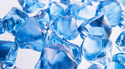 Transparent blue topaz gemstones resemble glistening ice cubes