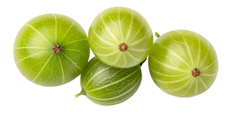Four Indian Gooseberries, Close-up, Isolated on Transparent Background, Fruit, Food Photography, Gooseberry, Amla, Green Fruit