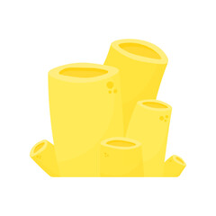 Sea yellow coral. Beautiful decoration for the aquarium. Marine yellow reef