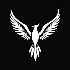 Majestic white phoenix bird logo with spread wings representing rebirth strength and powerful elegance