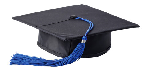 Graduation Cap, Blue Tassel, Isolated on Transparent Background, Education Symbol, Achievement, Graduation, Academic, Ceremony