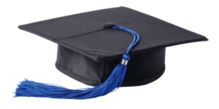Graduation Cap, Blue Tassel, Isolated on Transparent Background, Education Symbol, Achievement, Graduation, Academic, Ceremony