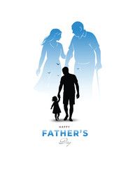 Father and Daughter Life Path Silhouette with Generational Reflection