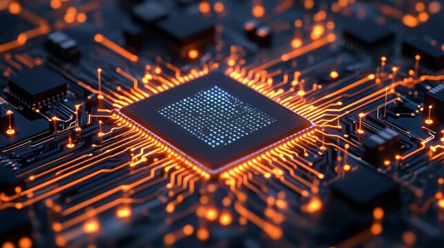 Abstract technology chip lines rising vertically over digital binary code background, futuristic circuit board pattern symbolizing data flow and innovation in modern computing systems
 - Powered by Adobe