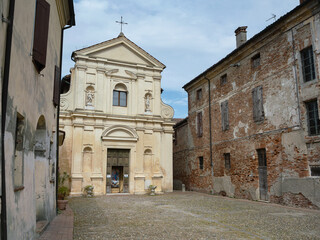 Facade of the Baroque Church of San Rocco in Sabbioneta, Mantova, Italy
