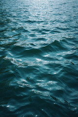 Obraz premium Moody Teal Water Surface Close-Up View of Rippling Water