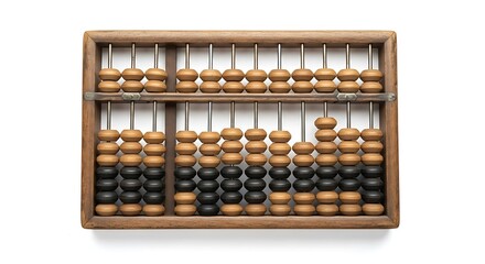 Vintage Wooden Abacus with Brown and Black Beads for Calculation