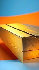 Golden Box on Colorful Background