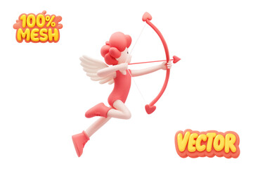 Vector realistic isolated cupid on white background. Concept of love.